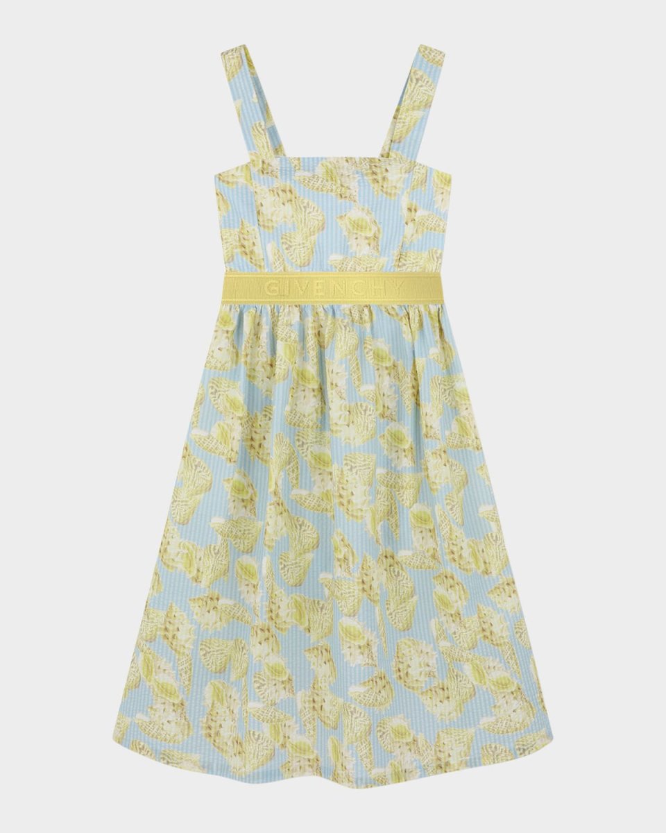 Girl's Shell-Print Logo Waistband Dress, Size 8-14